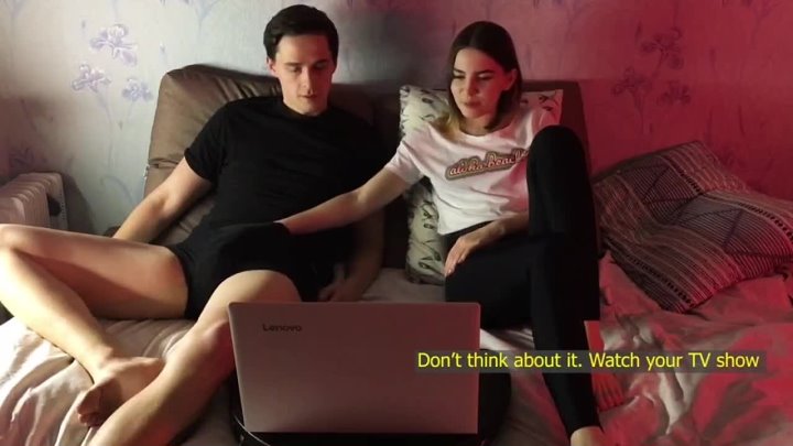They watch a video together and she touches his dick